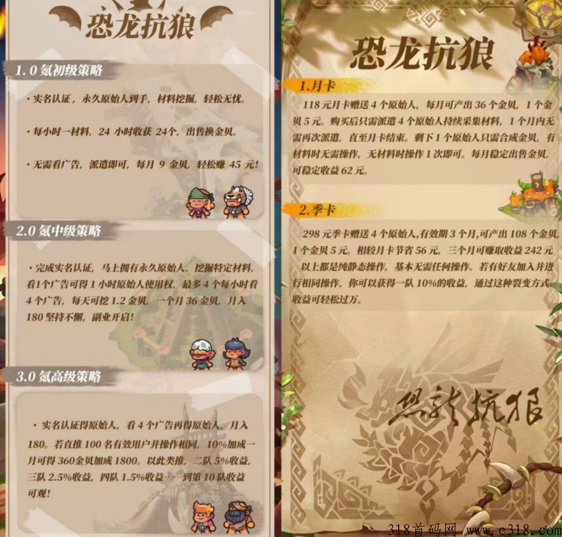 恐龙抗狼，零撸首发，长久必赚